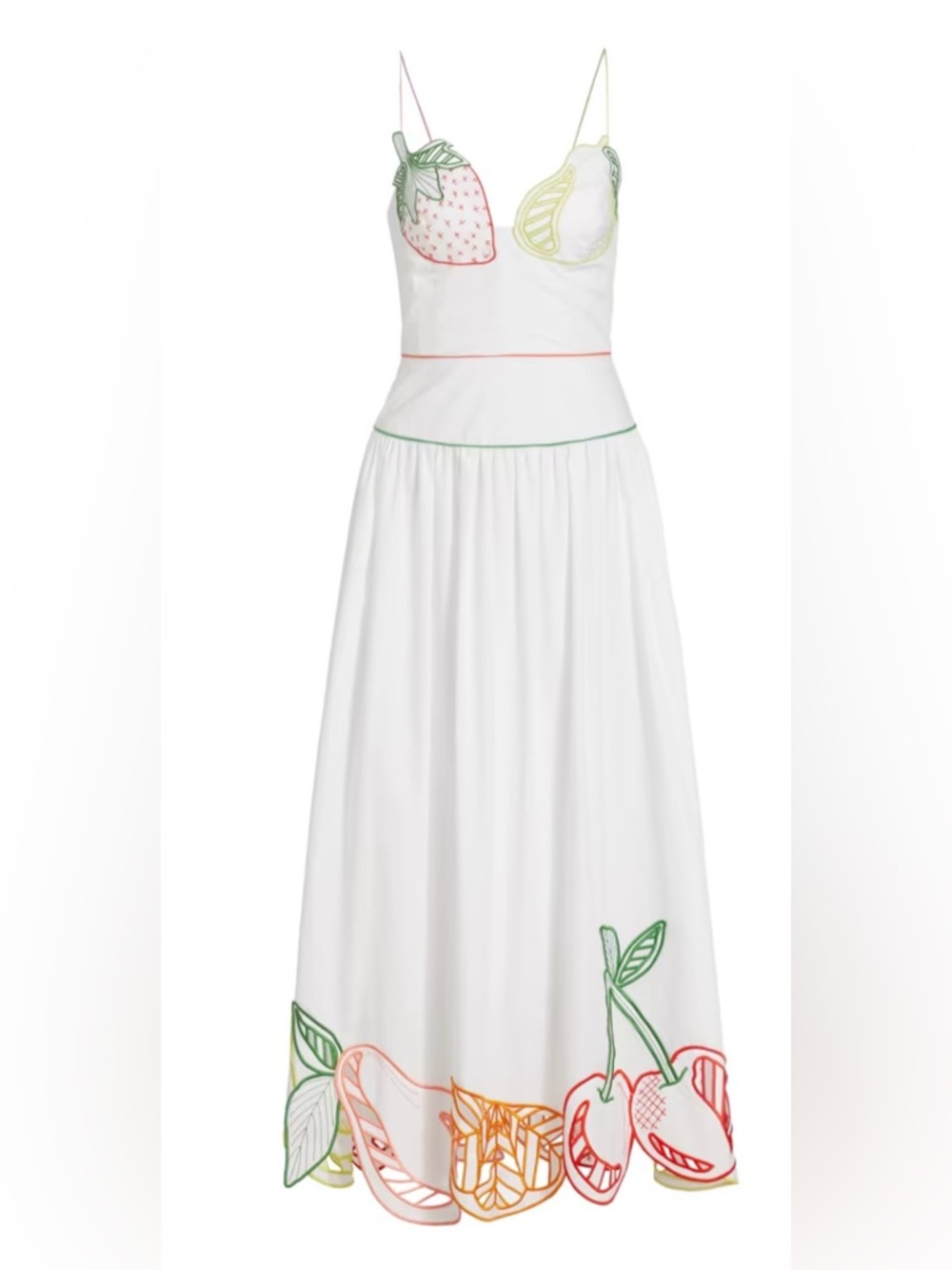 Lela Rose Fruit Embroidered cotton dress